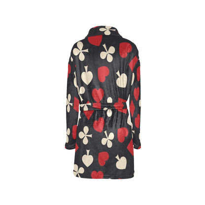 Poker Cards Pattern Print Design A02 Women's Fleece Robe