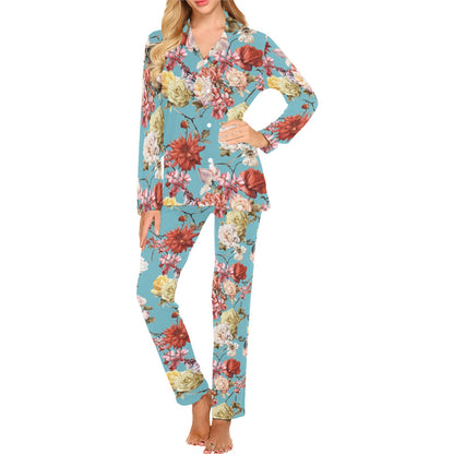 Summer Floral Pattern Print Design SF05 Women's Long Pajama Set