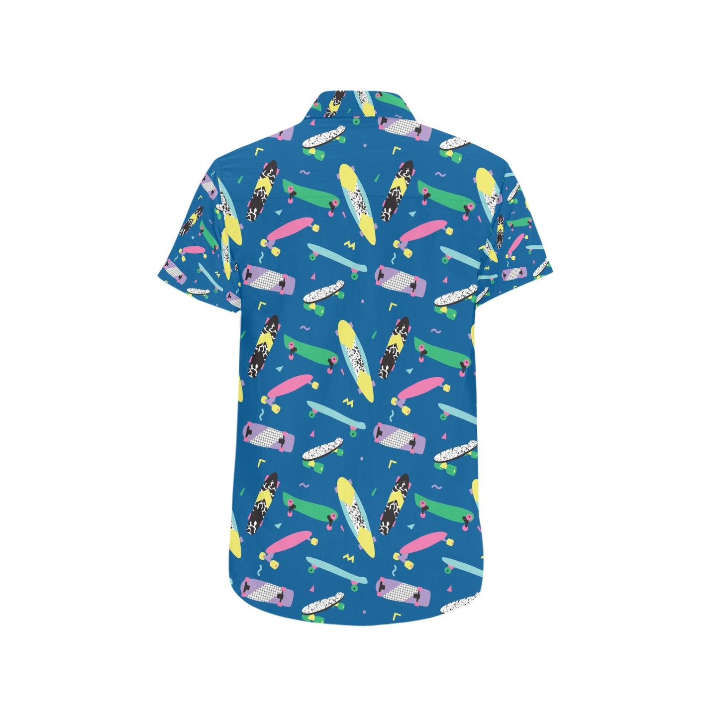 Skateboard Print Design LKS302 Men Short Sleeve Button Up Shirt