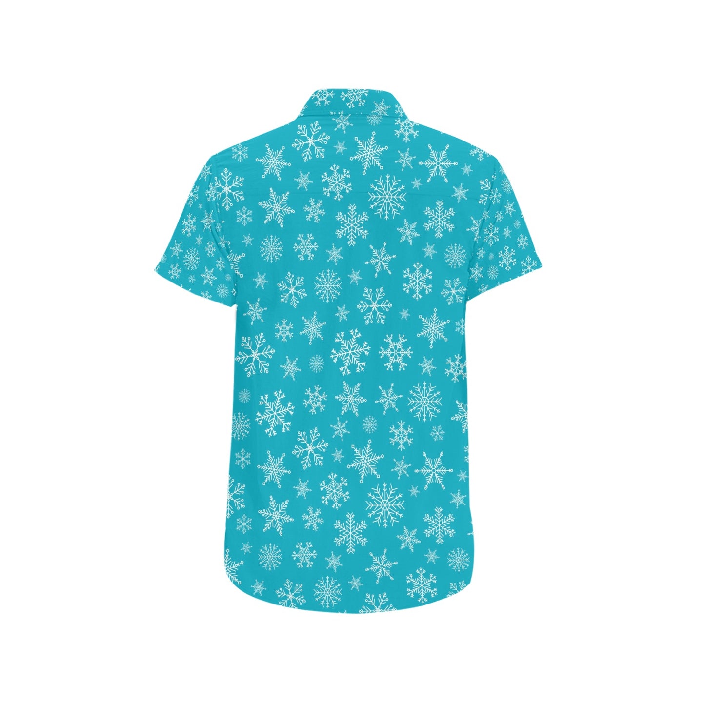 Snowflake Print Design LKS304 Men Short Sleeve Button Up Shirt
