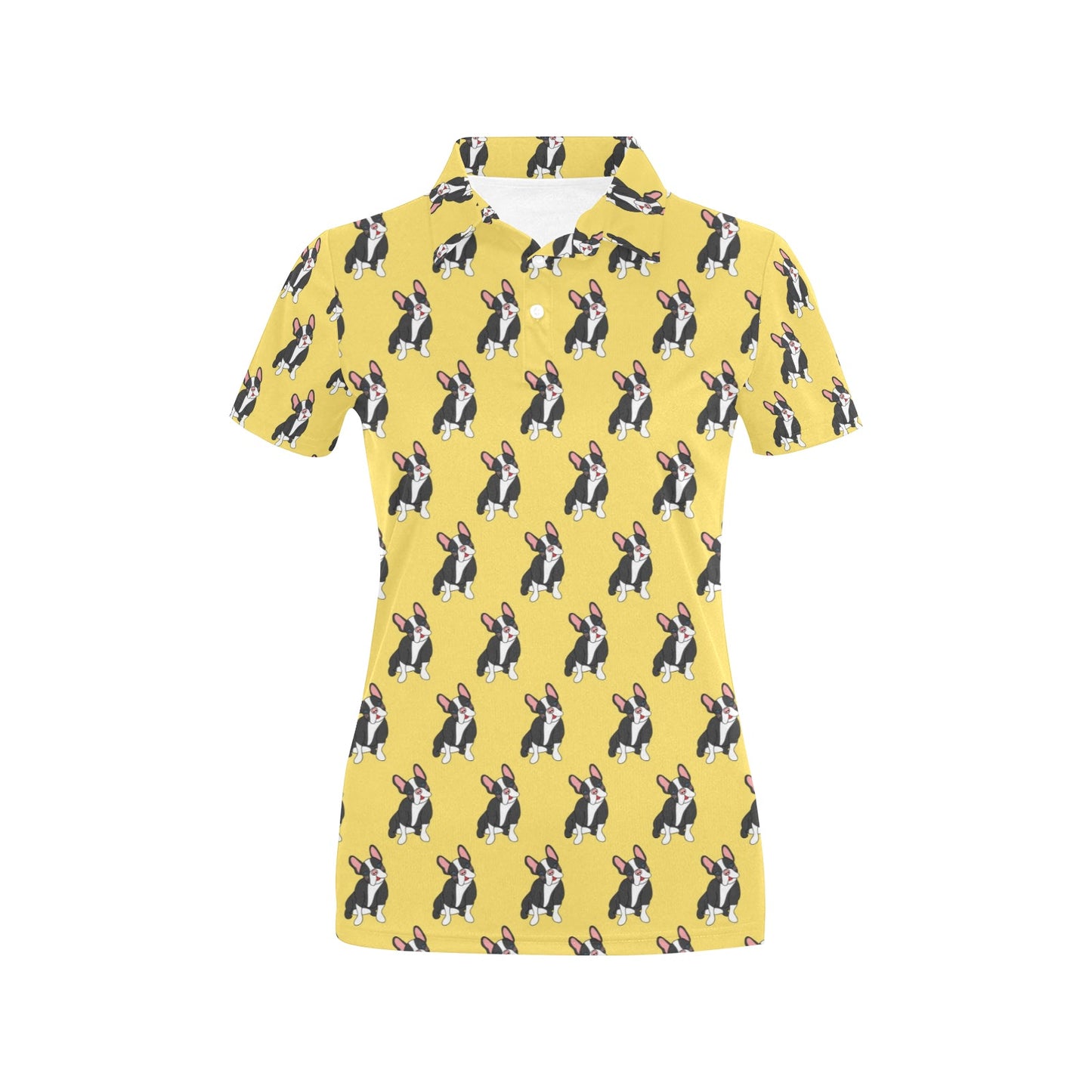 Boston Terrier Pattern Print Design 06 Women's Polo Shirt
