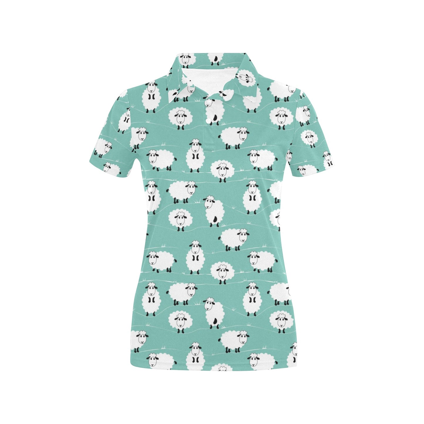 Sheep Print Design LKS404 Women's Polo Shirt