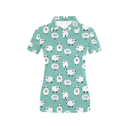 Sheep Print Design LKS404 Women's Polo Shirt
