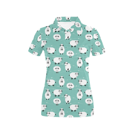 Sheep Print Design LKS404 Women's Polo Shirt