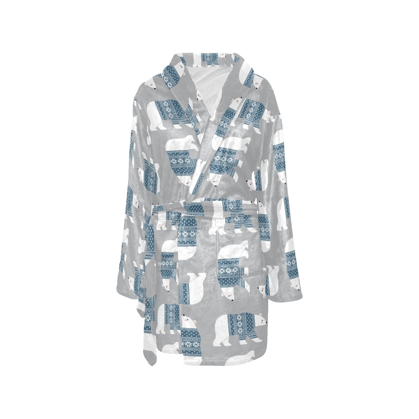 Polar Bear Pattern Print Design A03 Women's Fleece Robe
