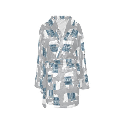 Polar Bear Pattern Print Design A03 Women's Fleece Robe