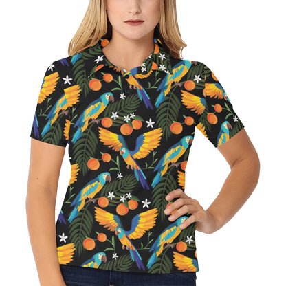 Macaw Pattern Print Design 03 Women's Polo Shirt