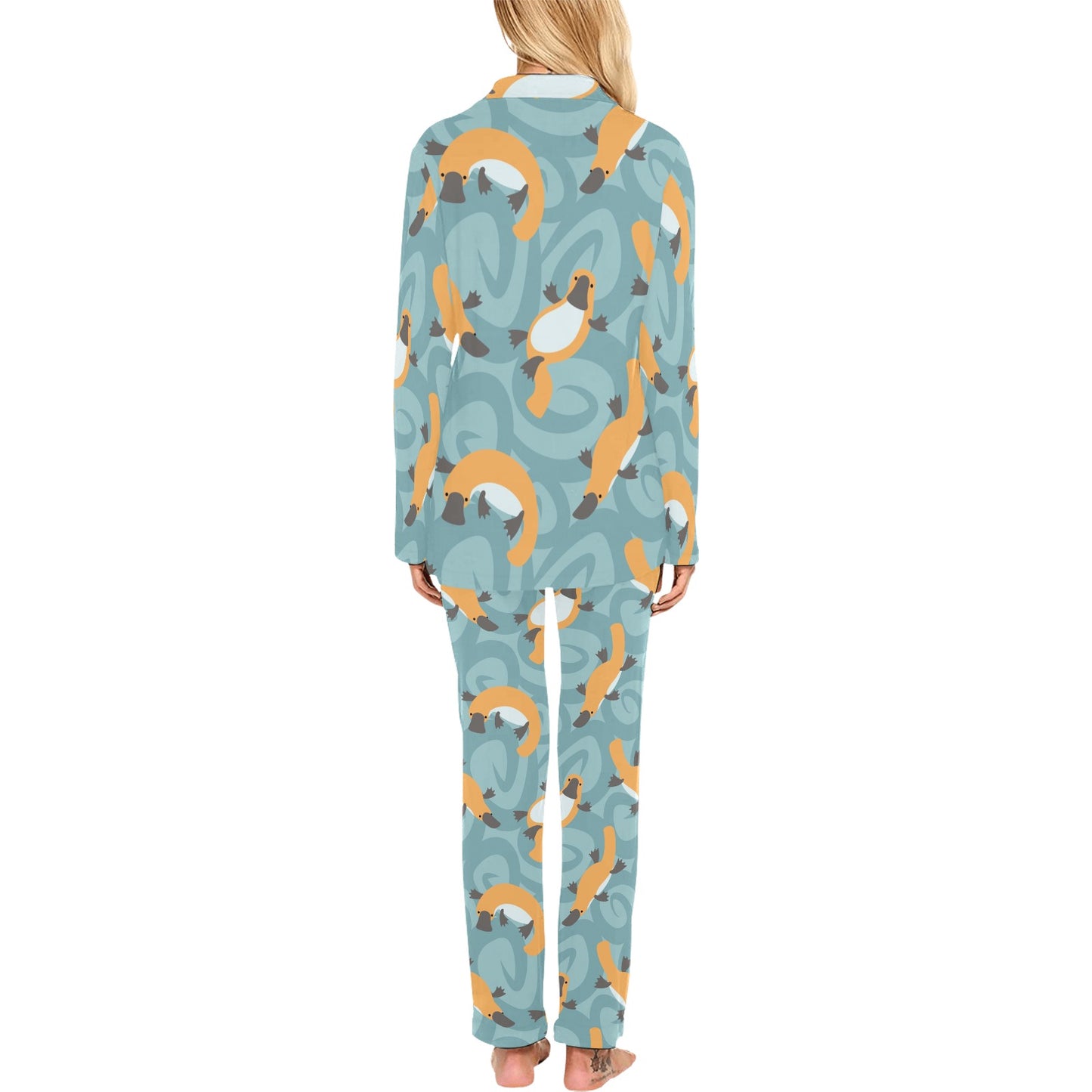 Platypus Pattern Print Design A01 Women's Long Pajama Set