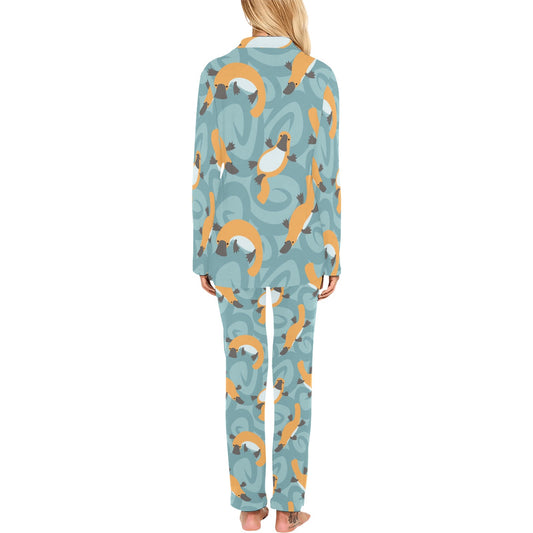 Platypus Pattern Print Design A01 Women's Long Pajama Set