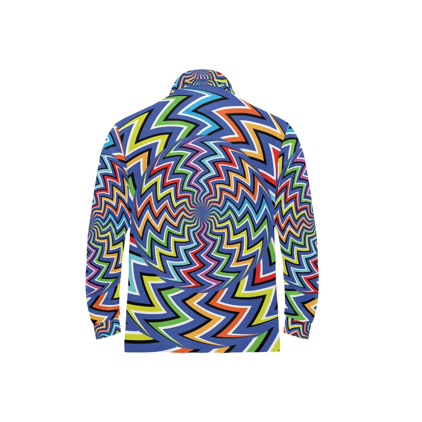 Optical illusion Pattern Print Design A02 Long Sleeve Polo Shirt For Men's