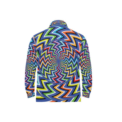 Optical illusion Pattern Print Design A02 Long Sleeve Polo Shirt For Men's