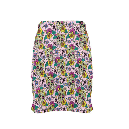 Sugar Skull Print Design LKS307 17" Golf & Pickleball Skort with Pockets