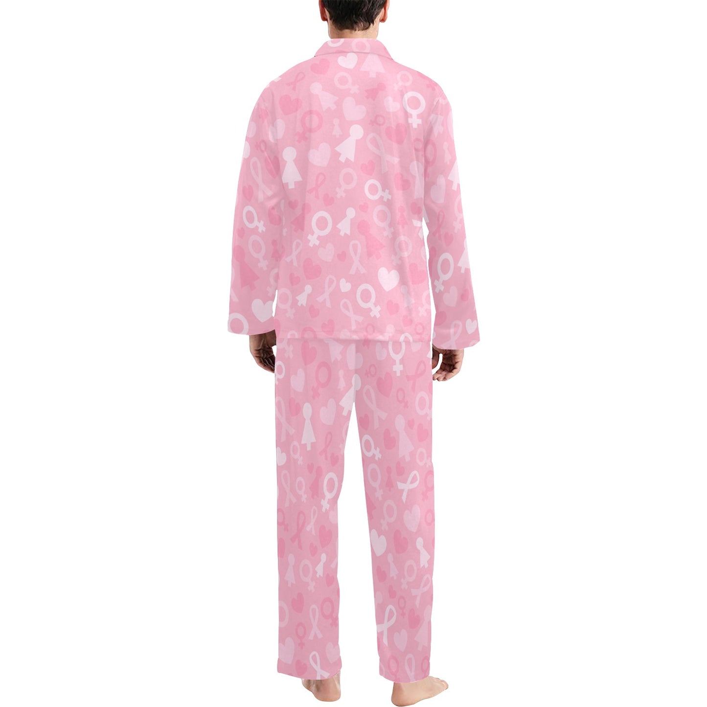 Breast cancer Pattern Print Design 01 Men's Long Pajama Set