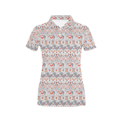 Swedish Nordic Design Print Women's Polo Shirt