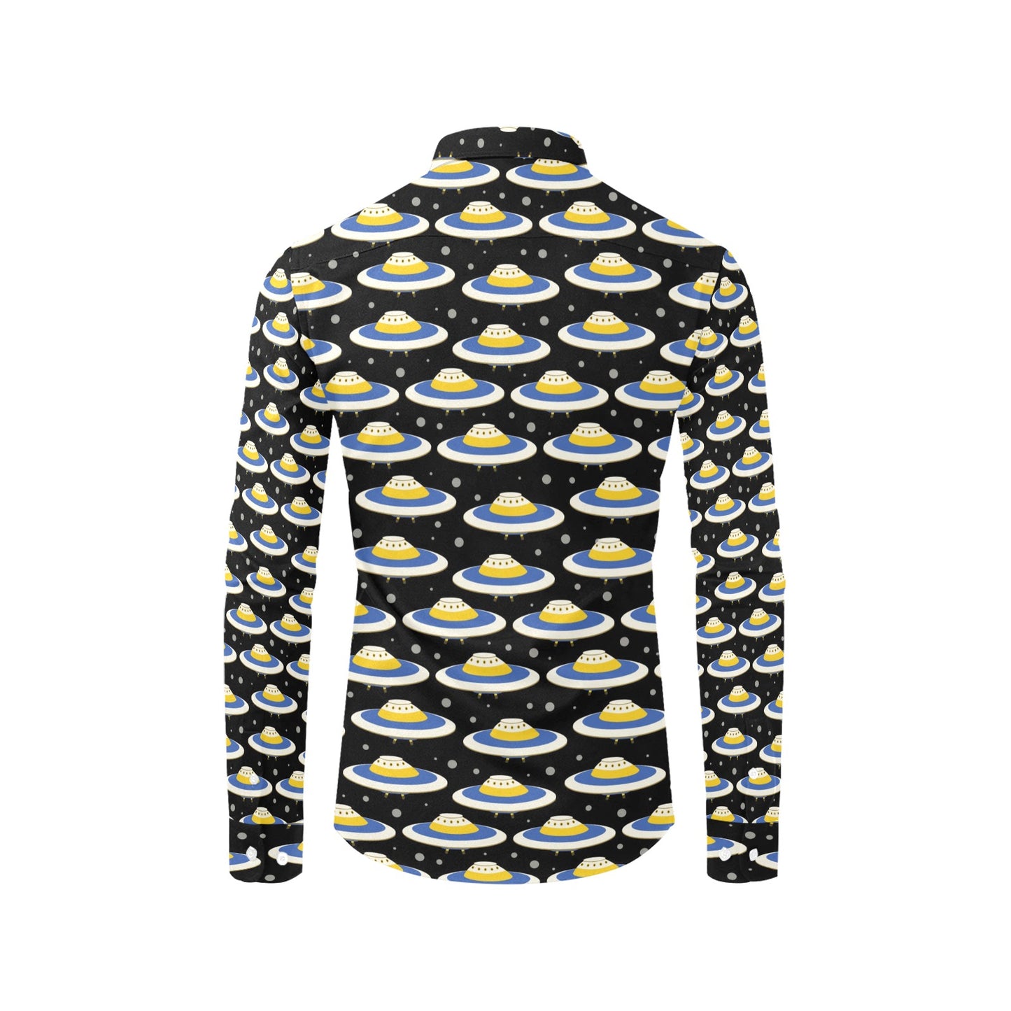 UFO Print Design LKS303 Men's Long Sleeve Dress Shirt