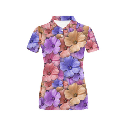 Colorful Geranium Pattern Women's Polo Shirt
