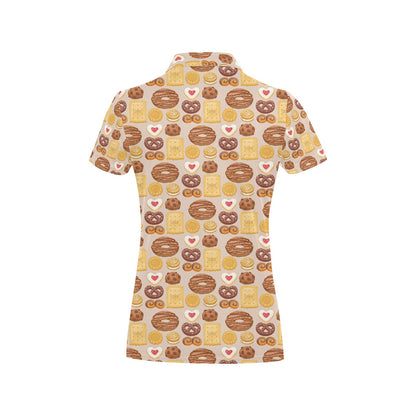Cookie Pattern Print Design 02 Women's Polo Shirt