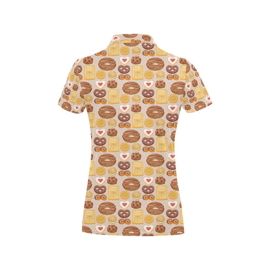 Cookie Pattern Print Design 02 Women's Polo Shirt