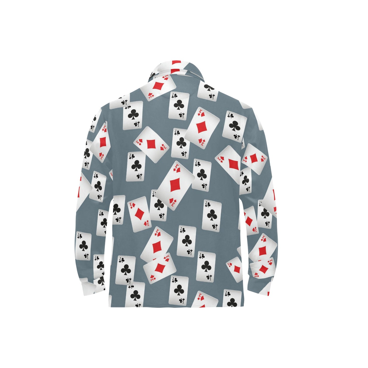 Poker Cards Pattern Print Design A05 Long Sleeve Polo Shirt For Men's