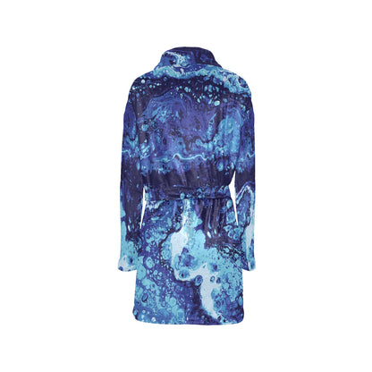 Ocean Liquid Pattern Print Design A03 Women's Fleece Robe