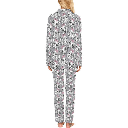Maltese Pattern Print Design 01 Women's Long Pajama Set