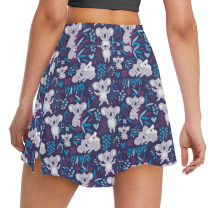 Koala Cute Themed Design Print 17" Golf & Pickleball Skort with Pockets