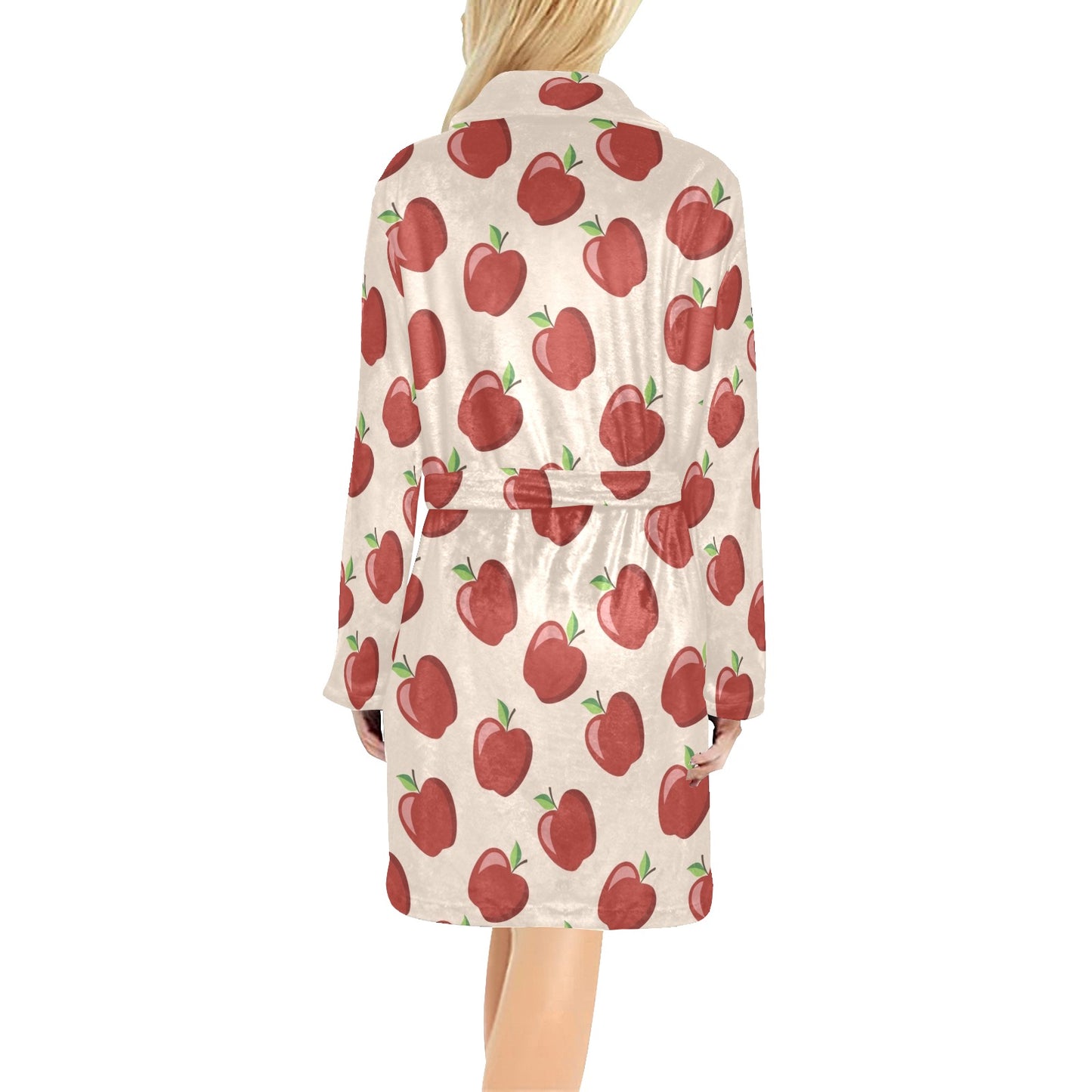 Apple Pattern Print Design AP01 Women's Fleece Robe