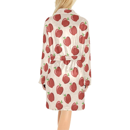 Apple Pattern Print Design AP01 Women's Fleece Robe