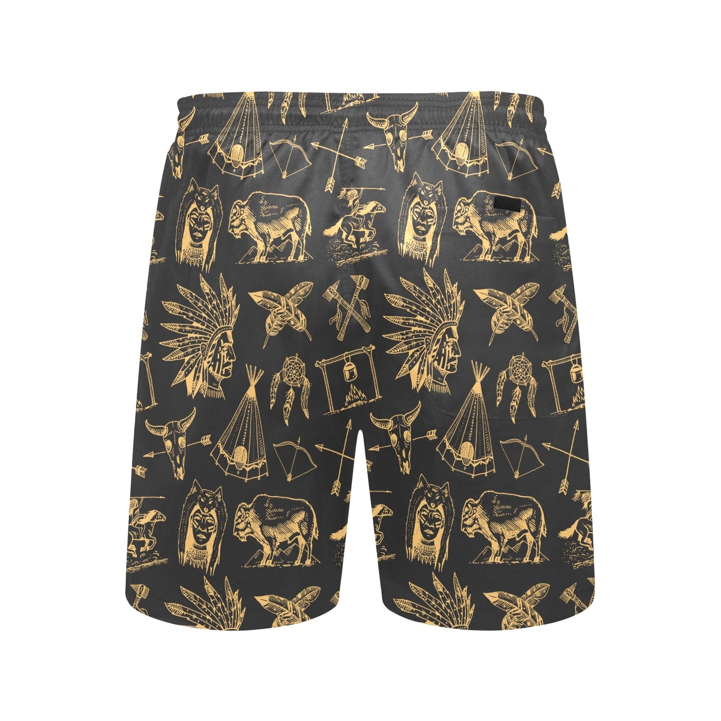 American indian Gold Style Men's Swim Trunks Beach Shorts
