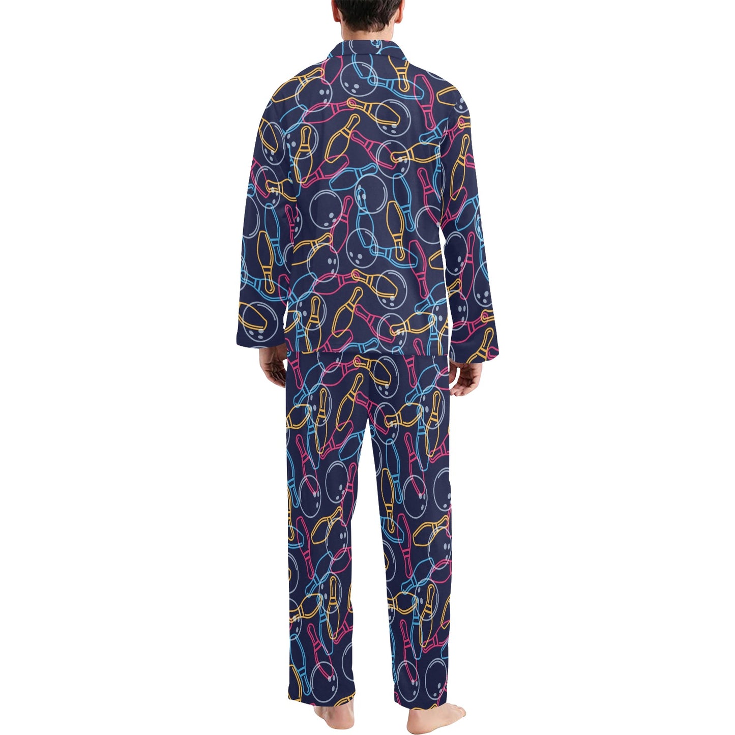Bowling Pattern Print Design 07 Men's Long Pajama Set