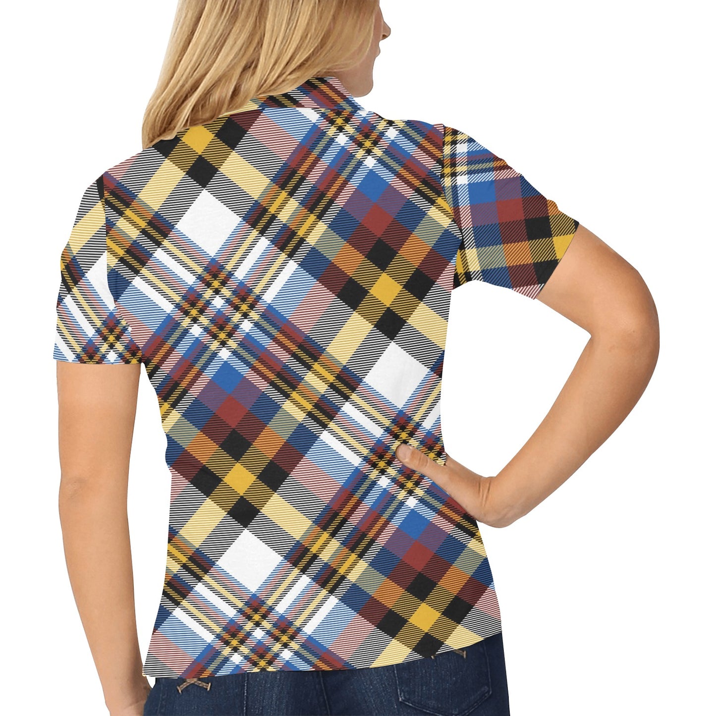 Madras Pattern Print Design 01 Women's Polo Shirt
