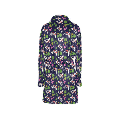 Koi Carp Pattern Design Themed Print Women's Fleece Robe
