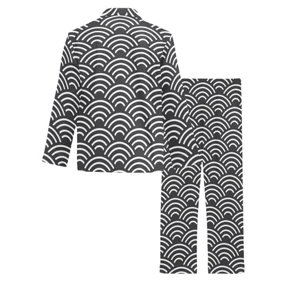 Scales Black White Pattern Print Design 03 Men's Long Pajama Set