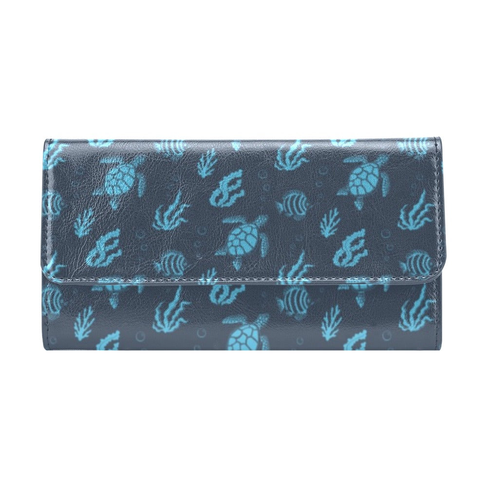 Sea Turtle Print Design LKS307 Women's Trifold Wallet