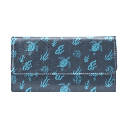 Sea Turtle Print Design LKS307 Women's Trifold Wallet