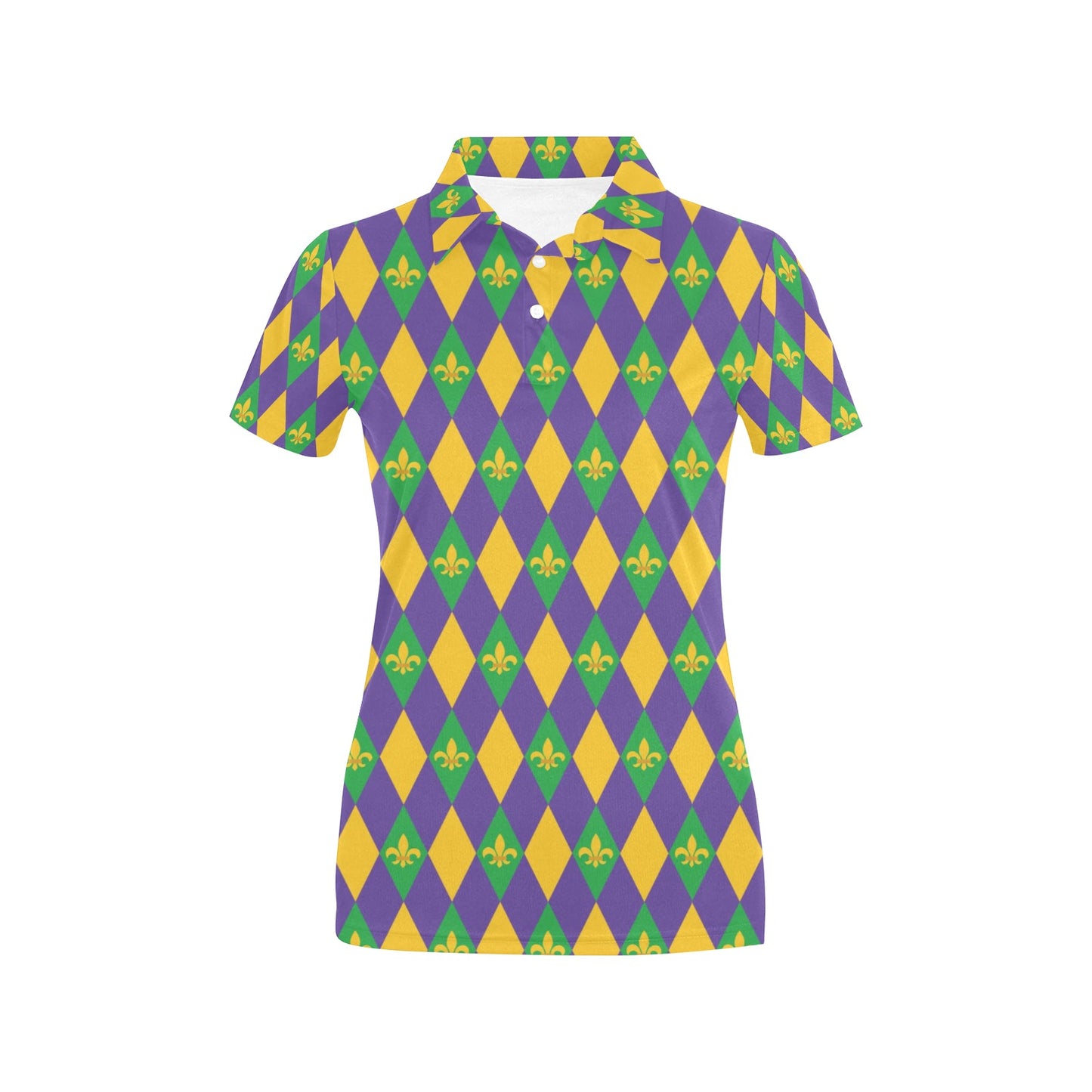 Mardi Gras Pattern Print Design 05 Women's Polo Shirt