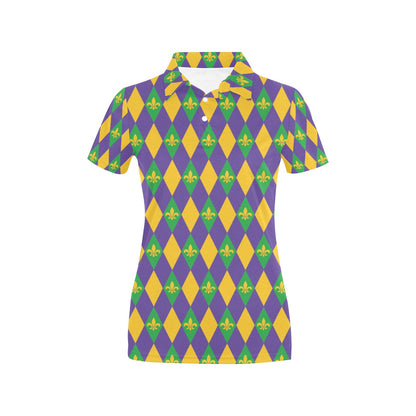 Mardi Gras Pattern Print Design 05 Women's Polo Shirt