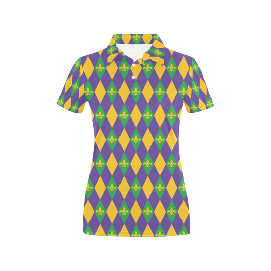 Mardi Gras Pattern Print Design 05 Women's Polo Shirt