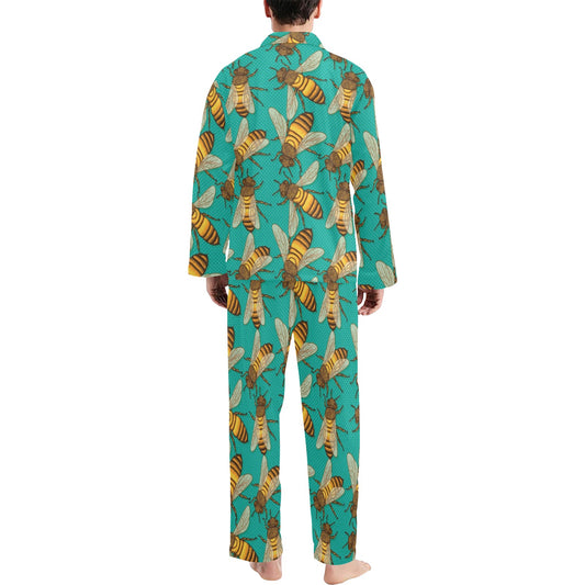 Bee Pattern Print Design BEE04 Men's Long Pajama Set