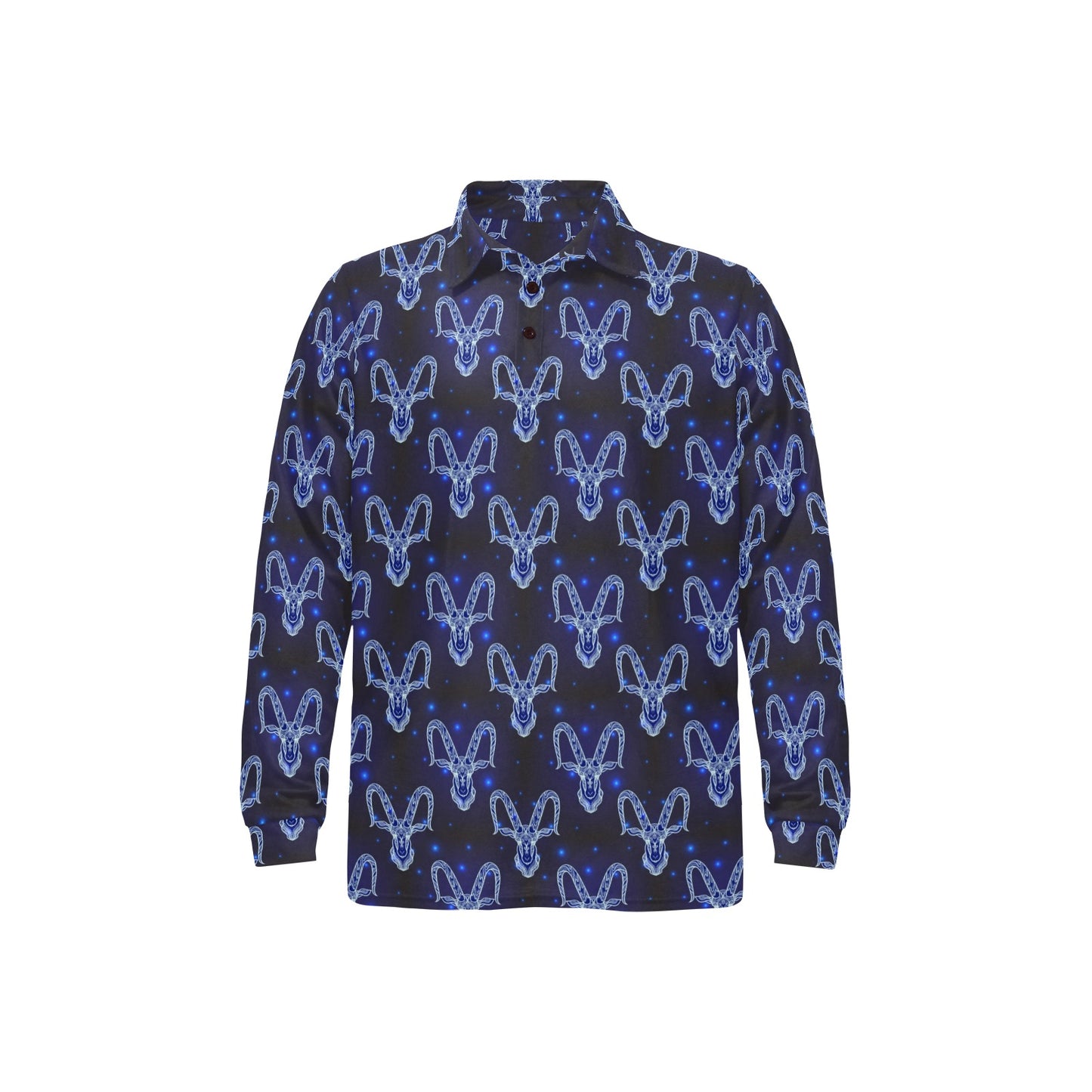 Goat Print Design LKS401 Long Sleeve Polo Shirt For Men's