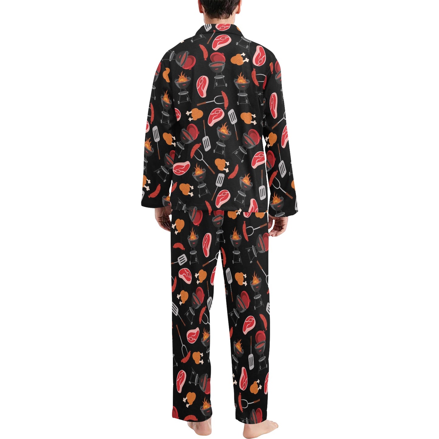 Barbecue Pattern Print Design 04 Men's Long Pajama Set
