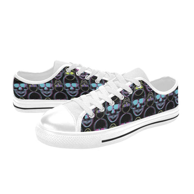 Skull 3D Colorful Print Design LKS309 Women's White Low Top Shoes