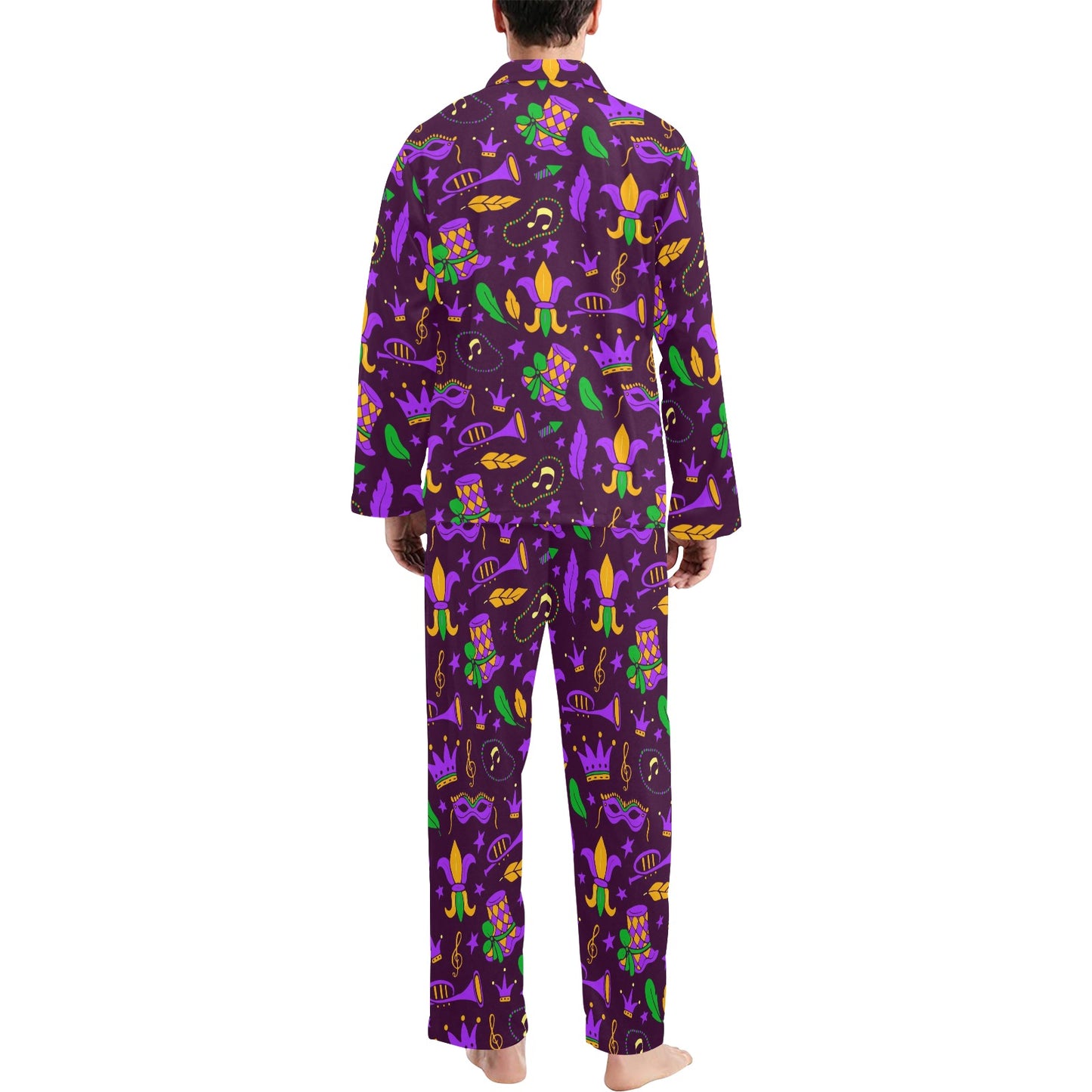 Mardi Gras Pattern Print Design 08 Men's Long Pajama Set