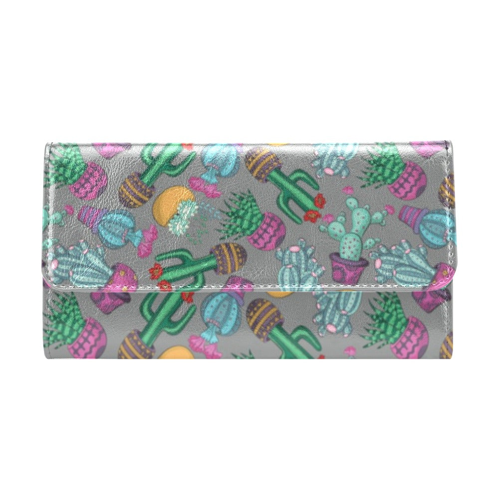 Cactus Colorful Print Pattern Women's Trifold Wallet