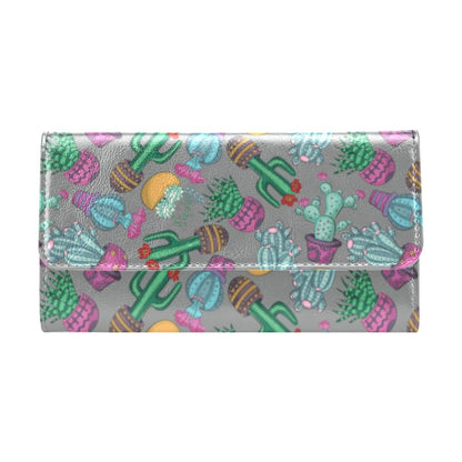 Cactus Colorful Print Pattern Women's Trifold Wallet