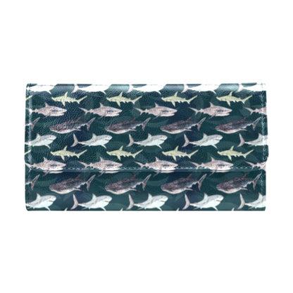 Shark Pattern Print Women's Trifold Wallet