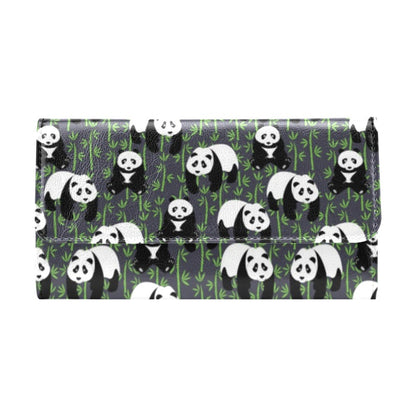 Panda Bear Bamboo Themed Print Women's Trifold Wallet