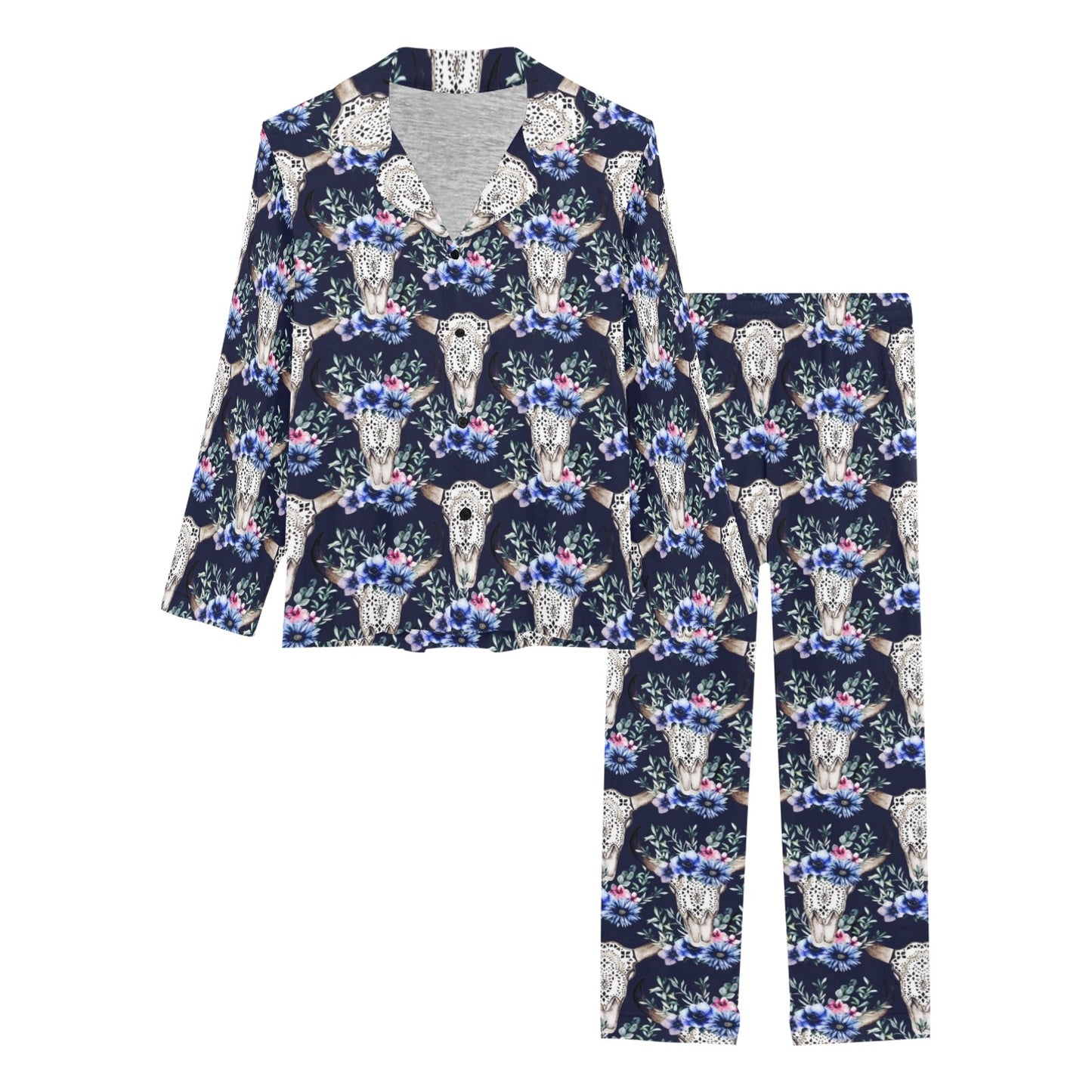Buffalo Head Print Design LKS402 Women's Long Pajama Set