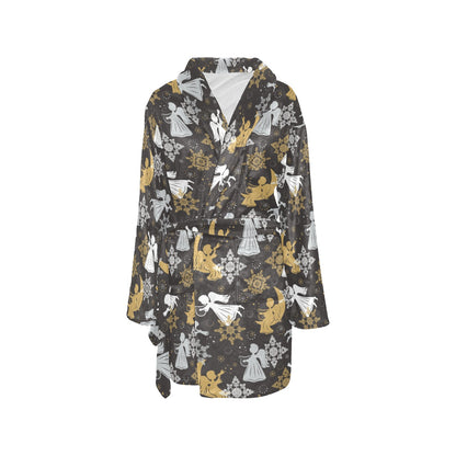 Angel Pattern Print Design 04 Women's Fleece Robe