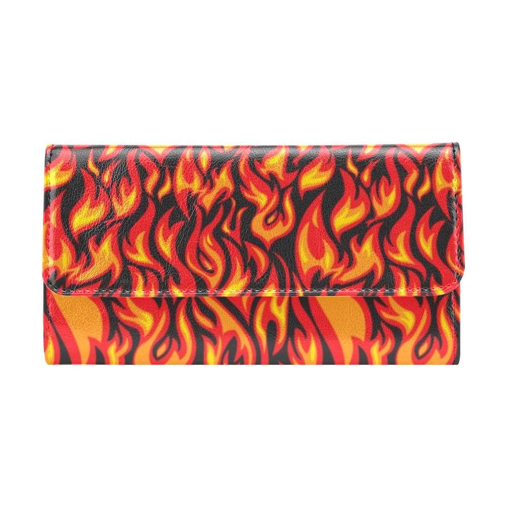 Flame Fire Print Pattern Women's Trifold Wallet